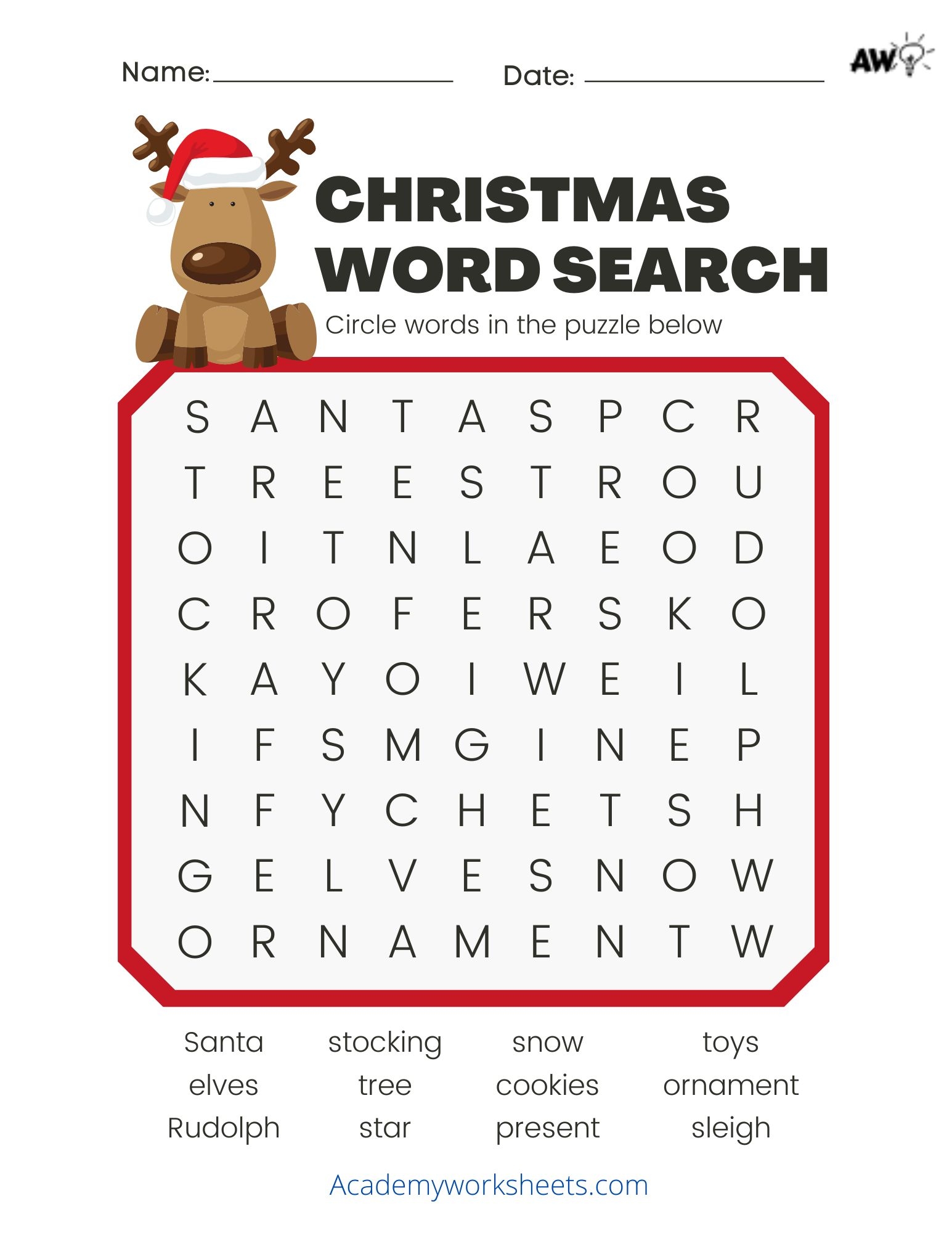 Free Printable Christmas Word Search Kindergarten Free Printable 