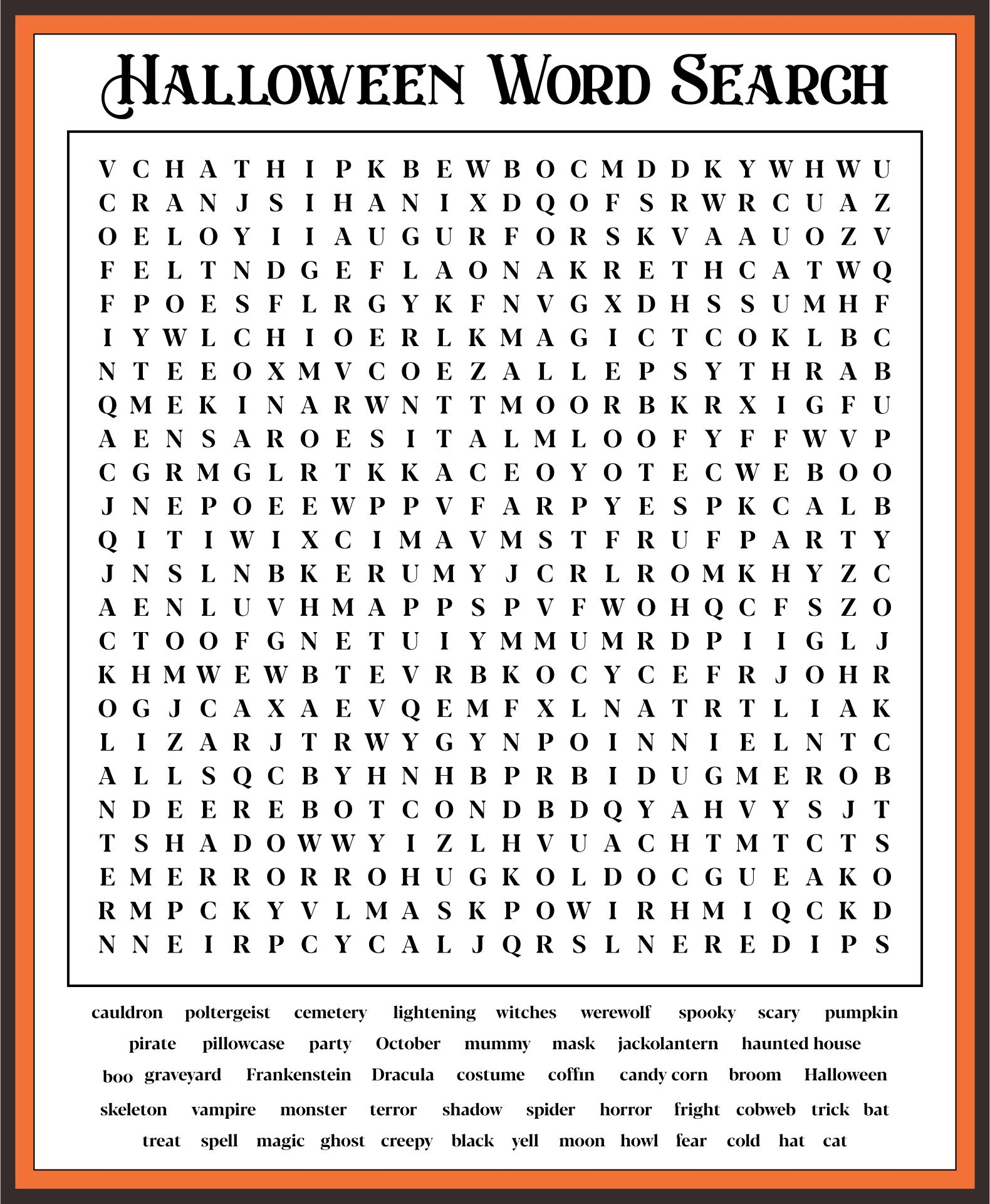 10 Best Long Halloween Word Search Printable Printablee Printable 