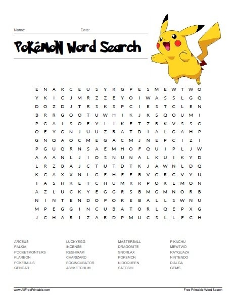 10 Best Pokemon Word Search Puzzles Printable PDF For Free 47 OFF