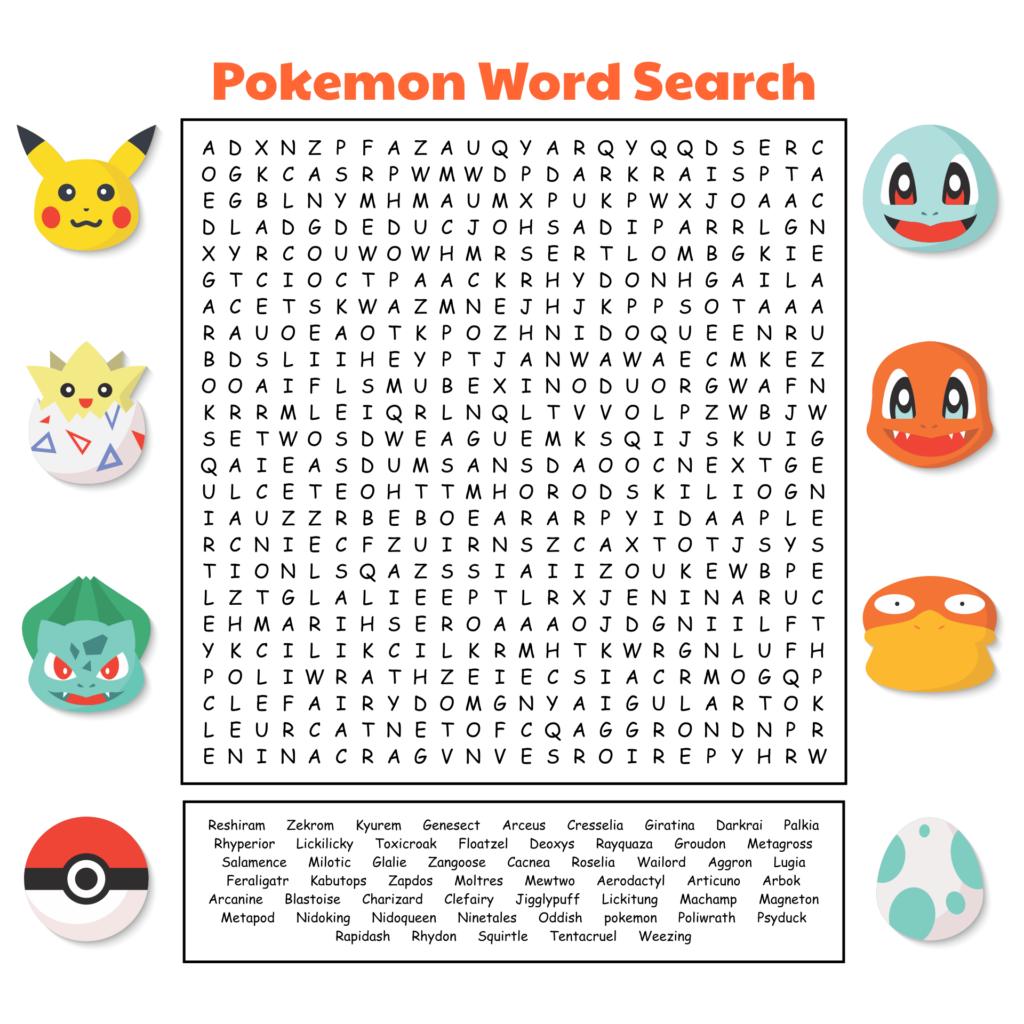 10 Best Pokemon Word Search Puzzles Printable Printablee Printable