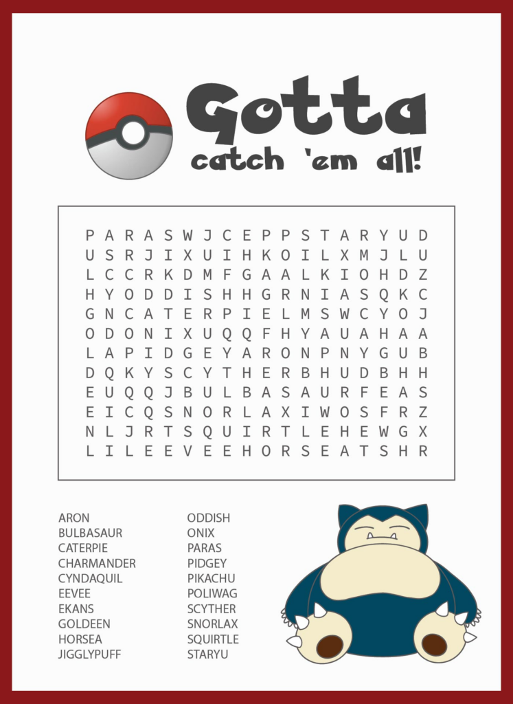 10 Best Pokemon Word Search Puzzles Printable Printablee Word Search 