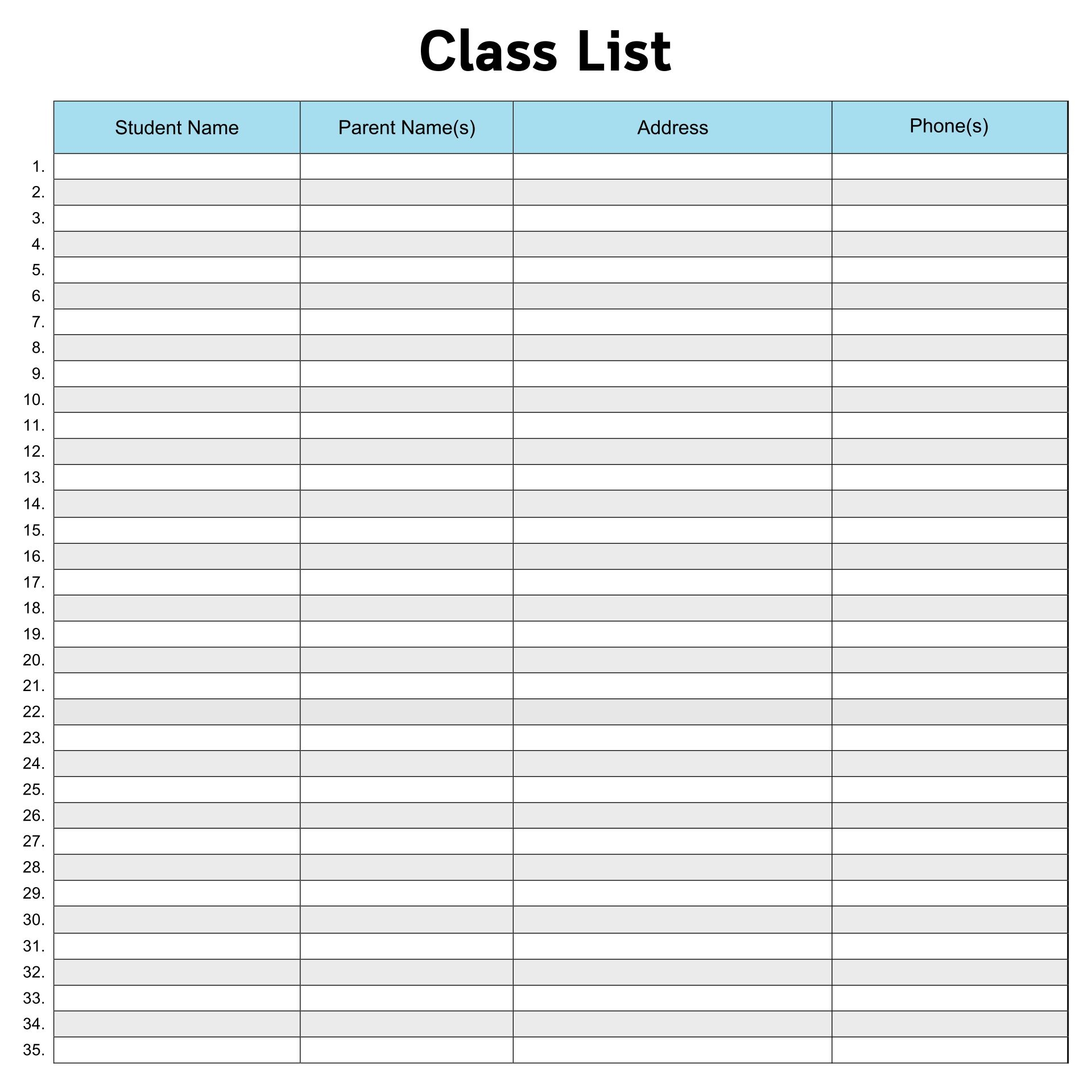 10 Best Printable Blank List Printablee