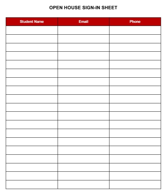 10 Free Sample Open House Sign In Sheet Templates Printable Samples