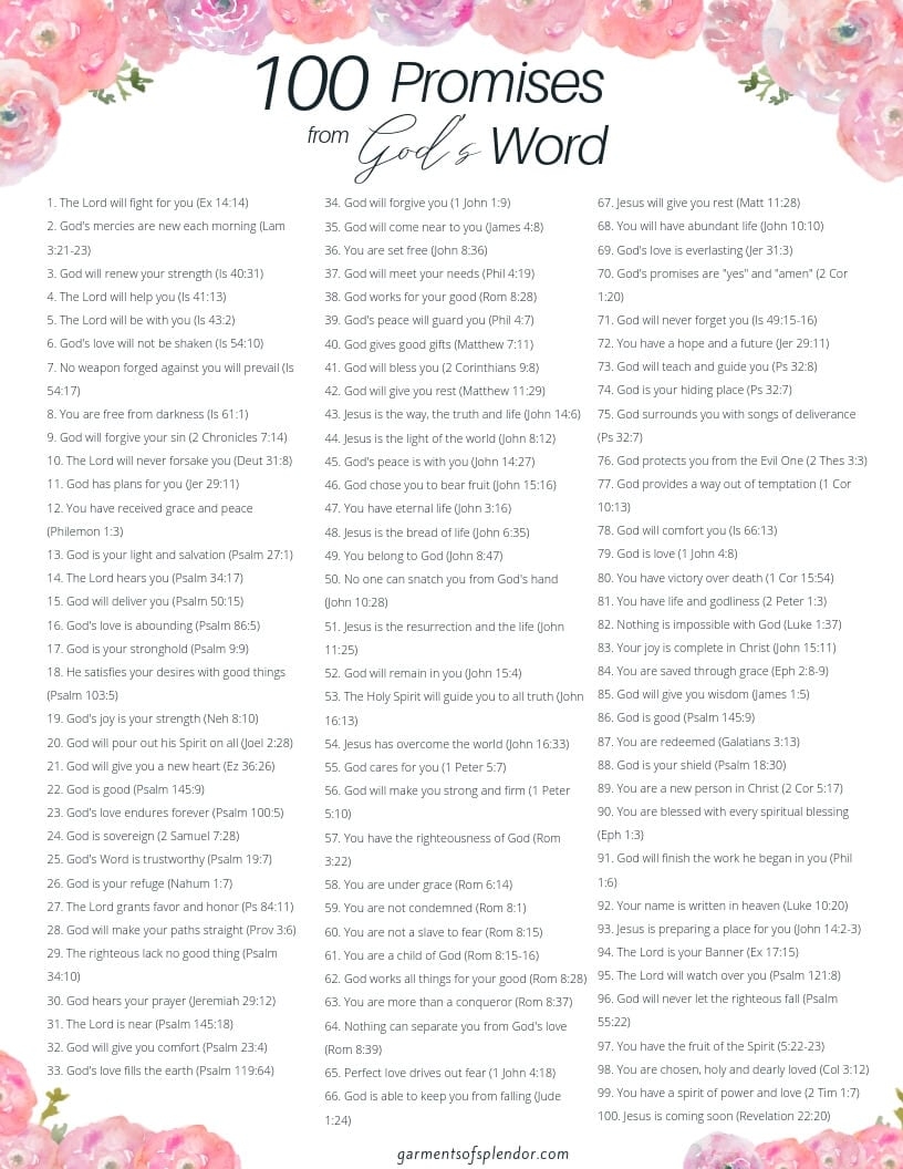 100 Promises Printable