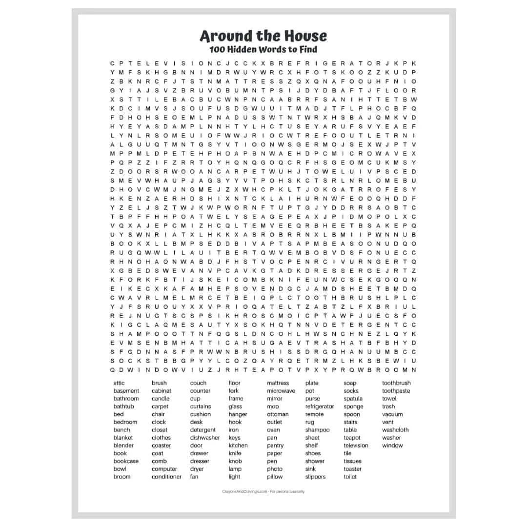 100 Word Printable Word Search Free Printable