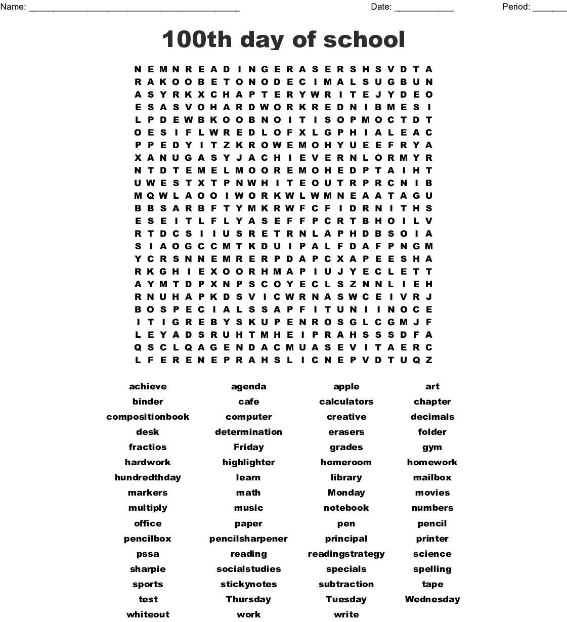 100 Word Printable Word Search Word Search Maker