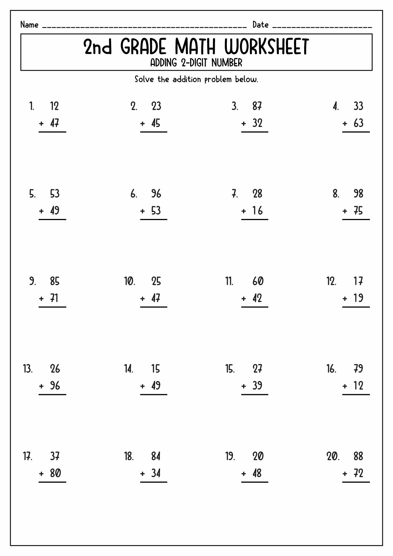 14 Math Worksheets For 2nd Graders Free PDF At Worksheeto