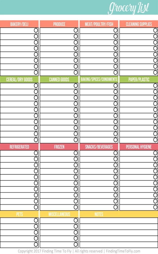 20 Best Free Printable Grocery List Templates World Of Printables