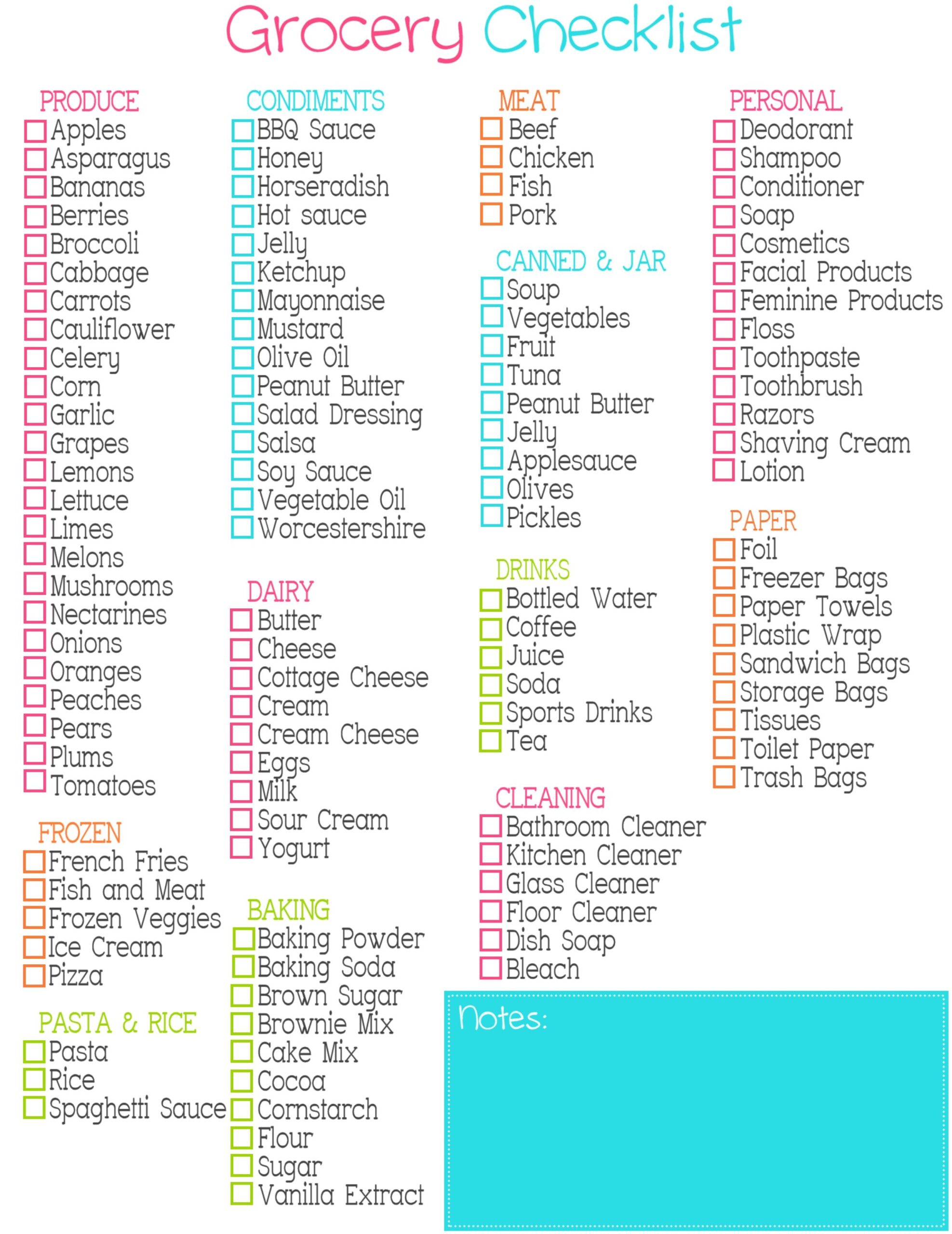 20 Best Free Printable Grocery List Templates World Of Printables