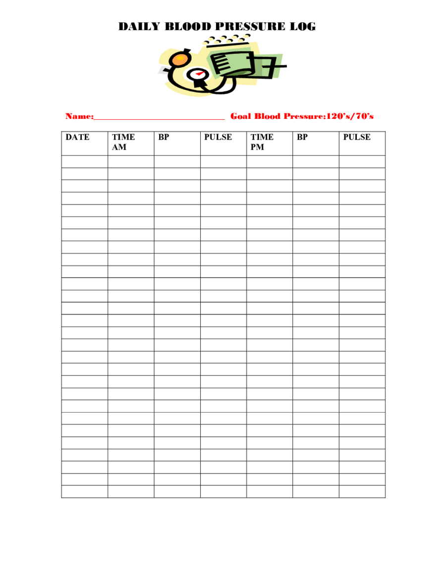 2019 Blood Pressure Log Chart Fillable Printable Pdf Forms Free 