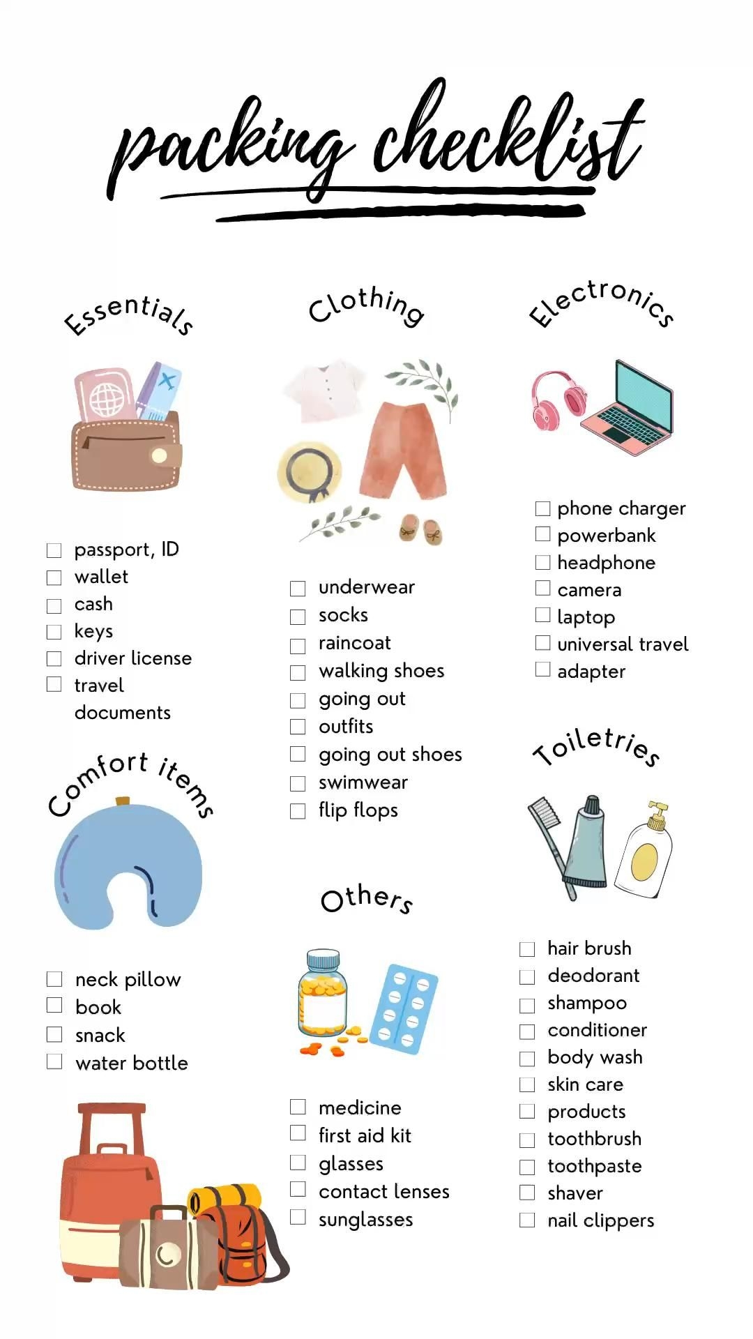 3 Free Printable Packing List Downloads Travel Packing Checklist 
