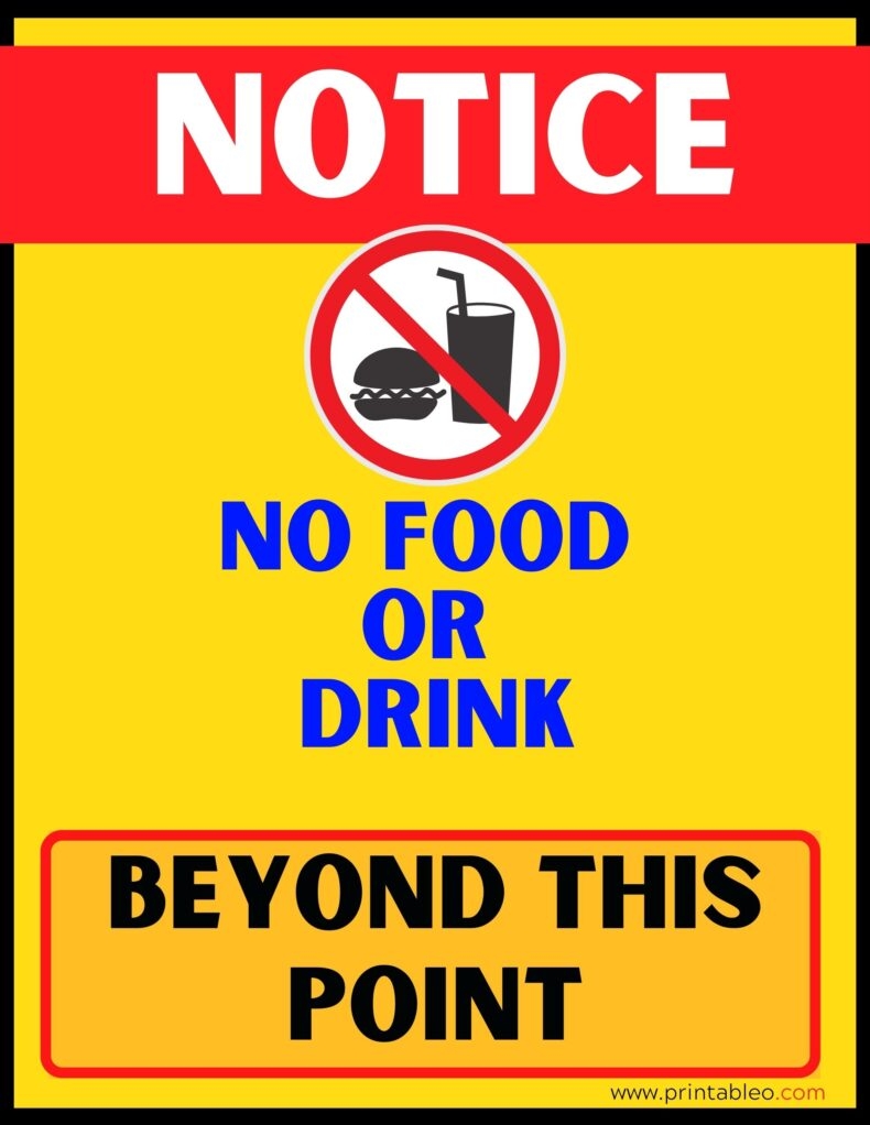 37 No Food Or Drink Sign Printable PDFs Printableo Com