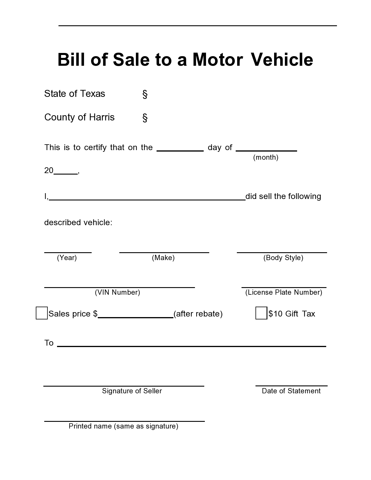 40 Printable Bill Of Sale For A Car Samples Word PDF Worksheets