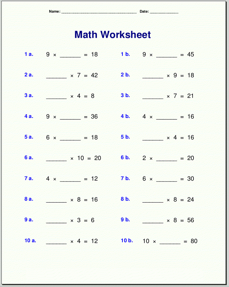 4th Grade Math Worksheets Printable Printable Worksheets