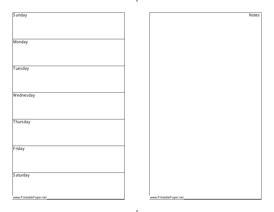 7 Day Weekly Planner Printable Pdf
