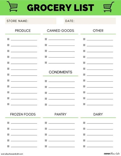 8 Free Printable Grocery List Templates PDF Download