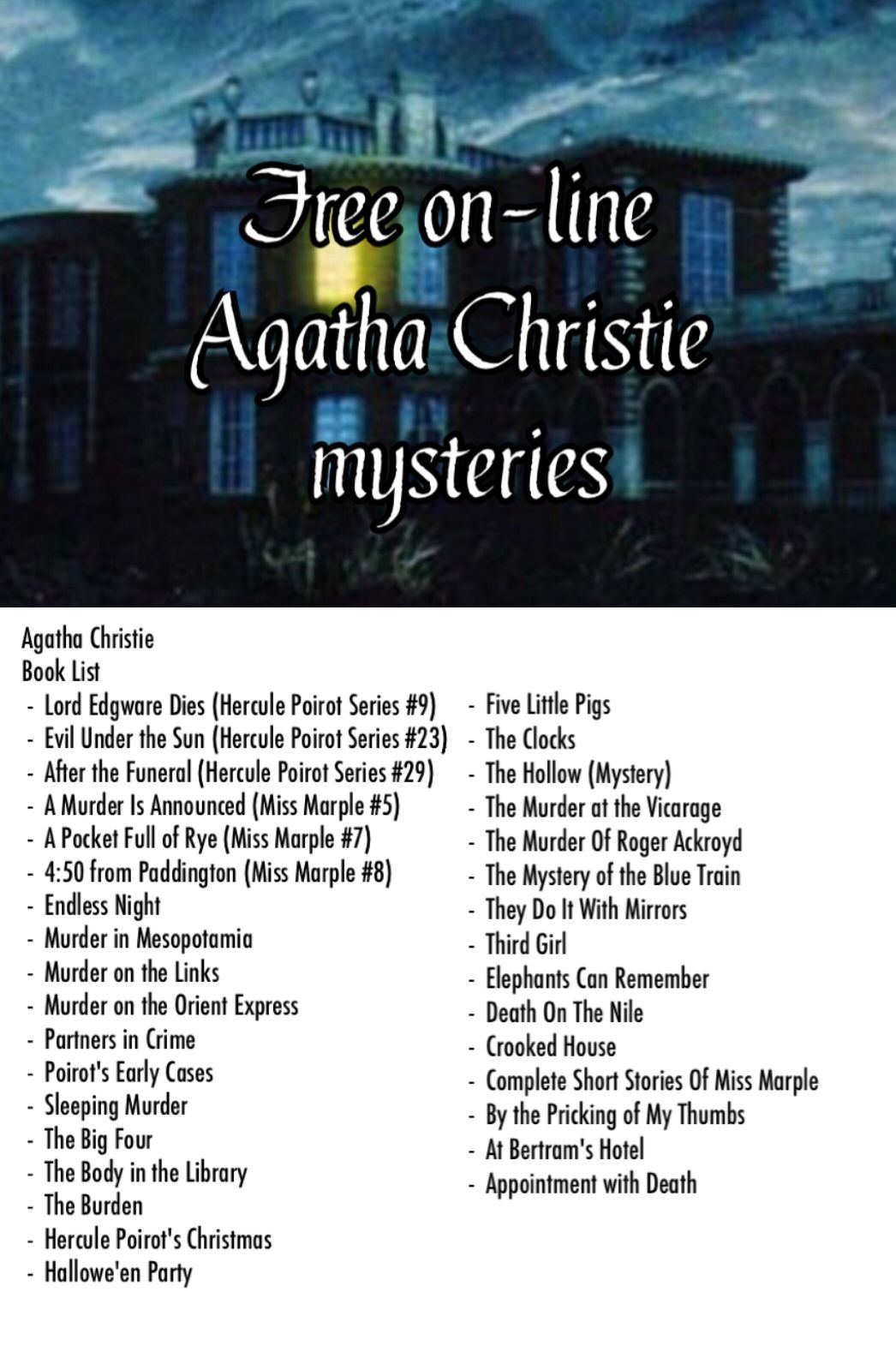 Agatha Christie Books In Order Printable List Dev onallcylinders