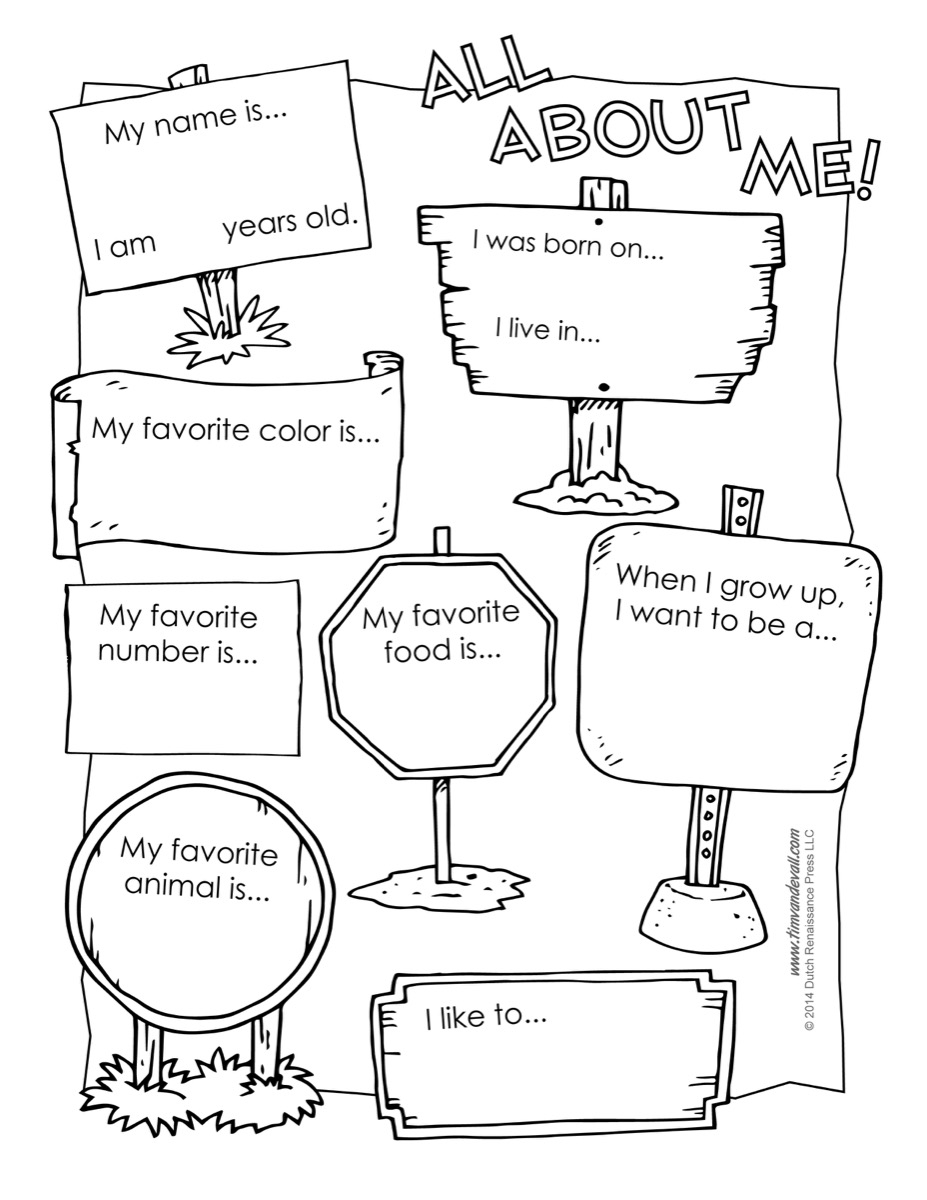 All About Me Worksheet Tim Van De Vall