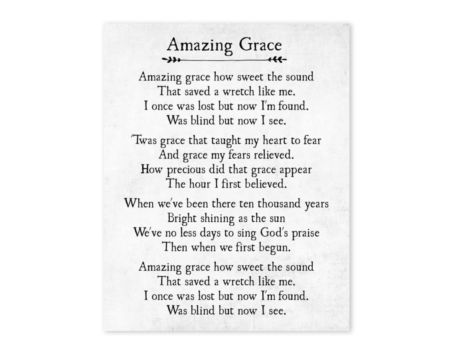 Amazing Grace Words Printable