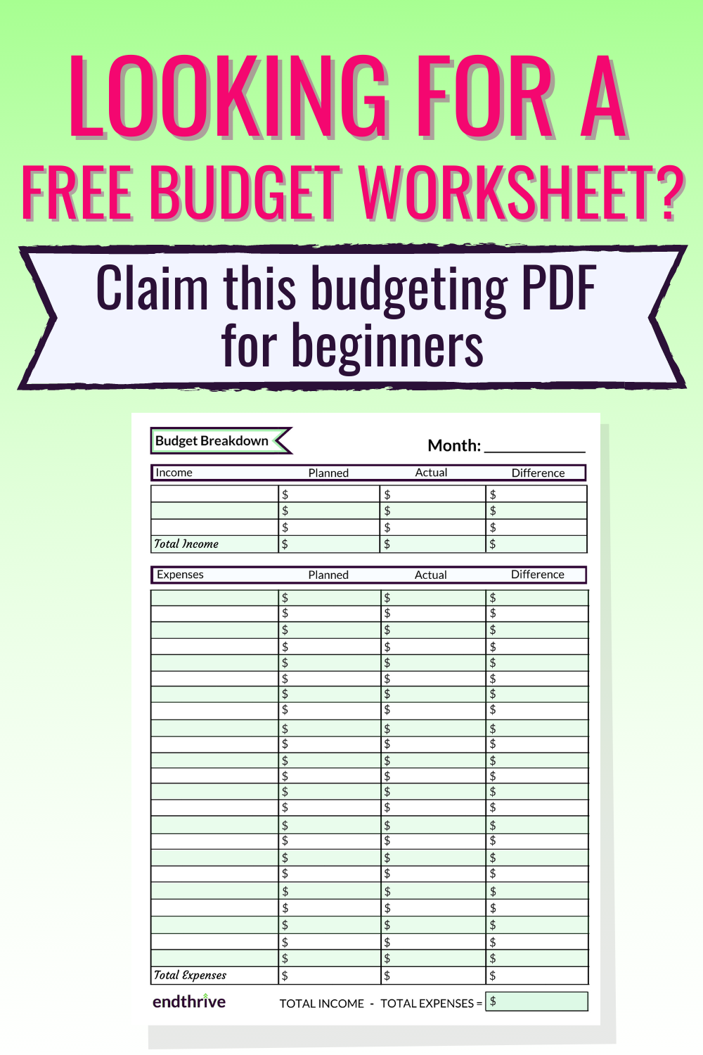 Beginner Printable Budget Worksheet Printable Worksheets