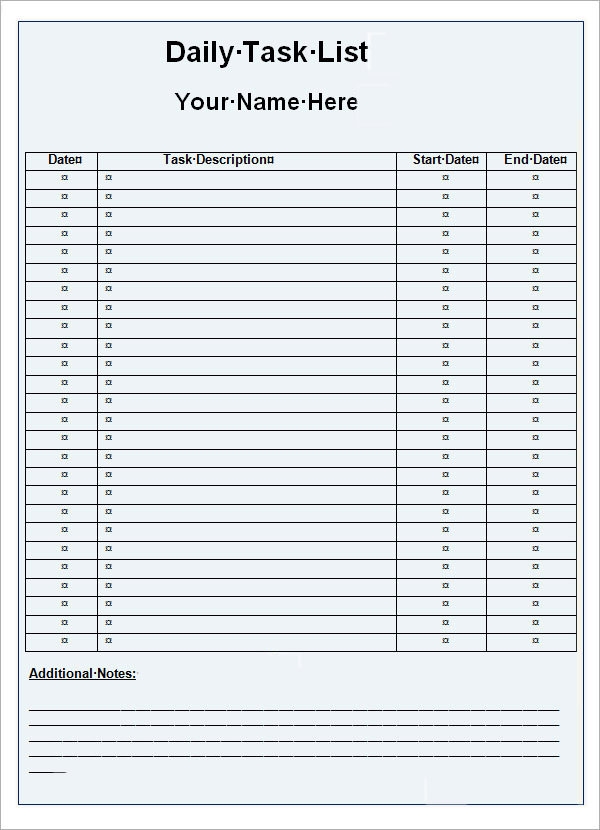 Best Images Of Printable Daily Task List Template Printable Daily 