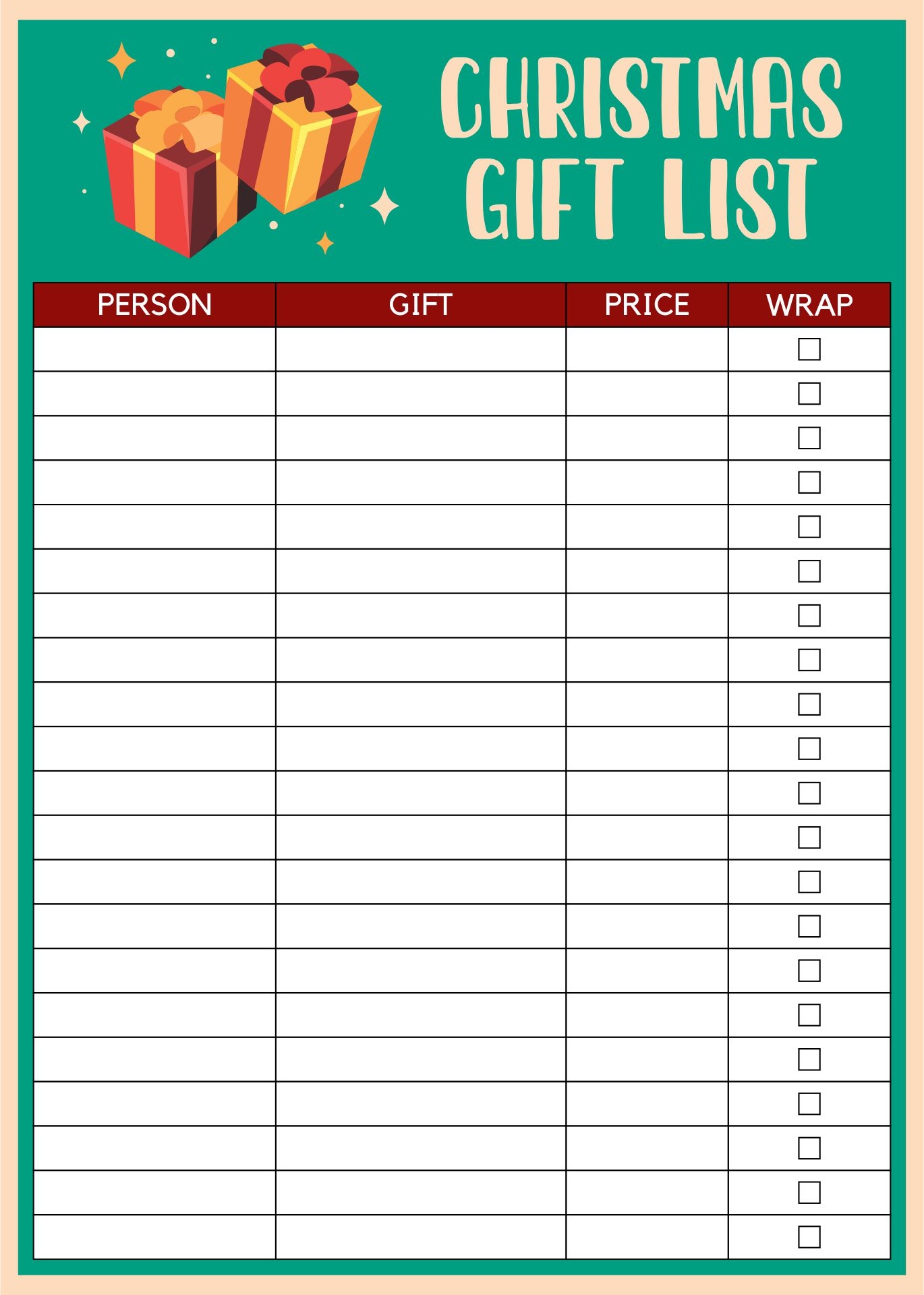 Best Printable Christmas Gift List Printablee Com Christmas Gift My 