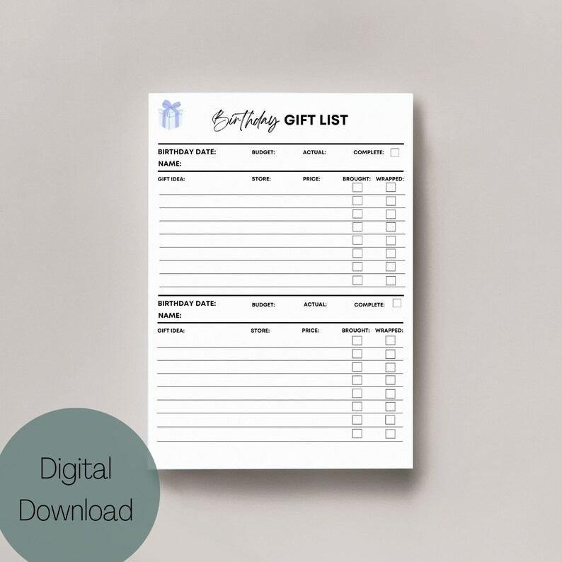 Birthday List Printable Birthday Wish List Birthday List Etsy New