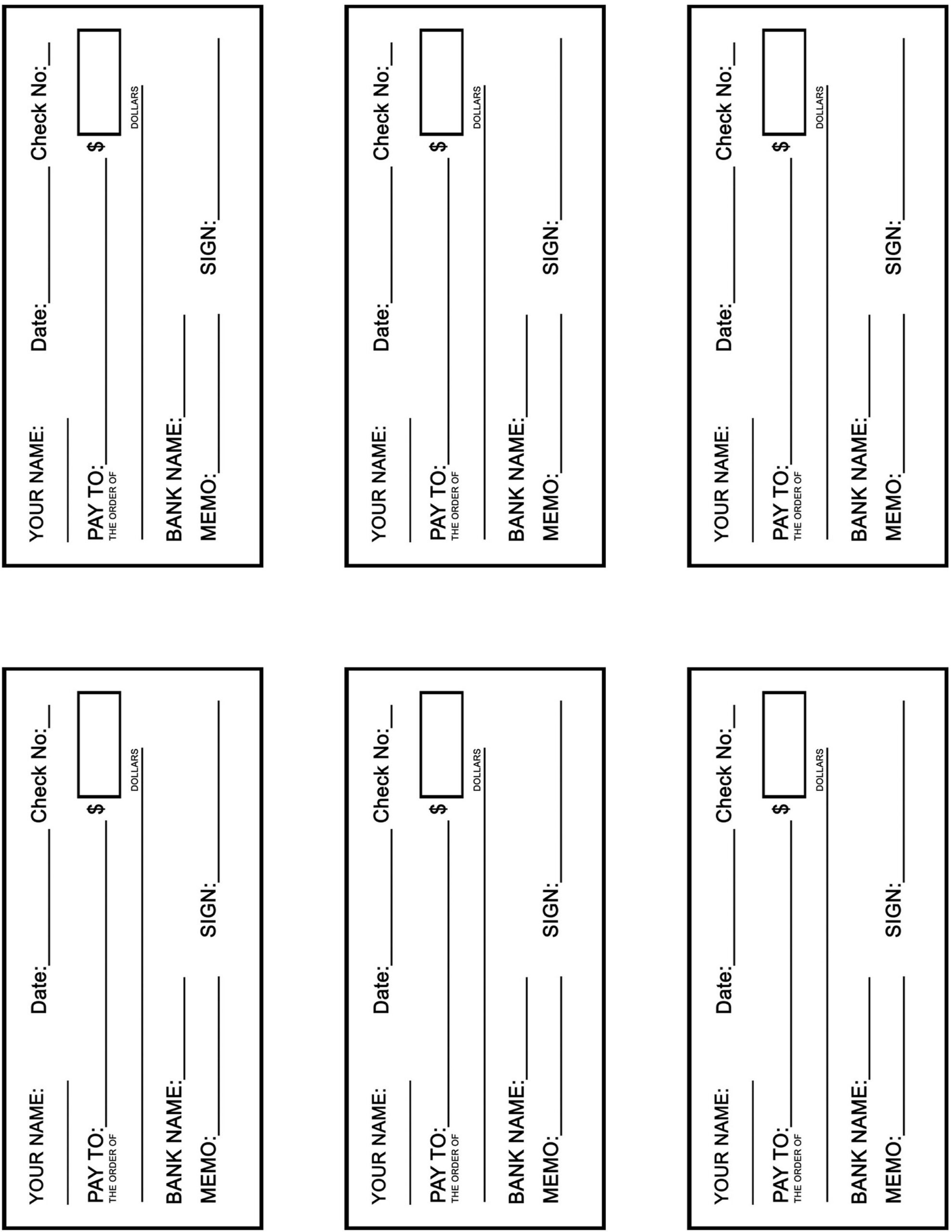 Blank Checks Printable