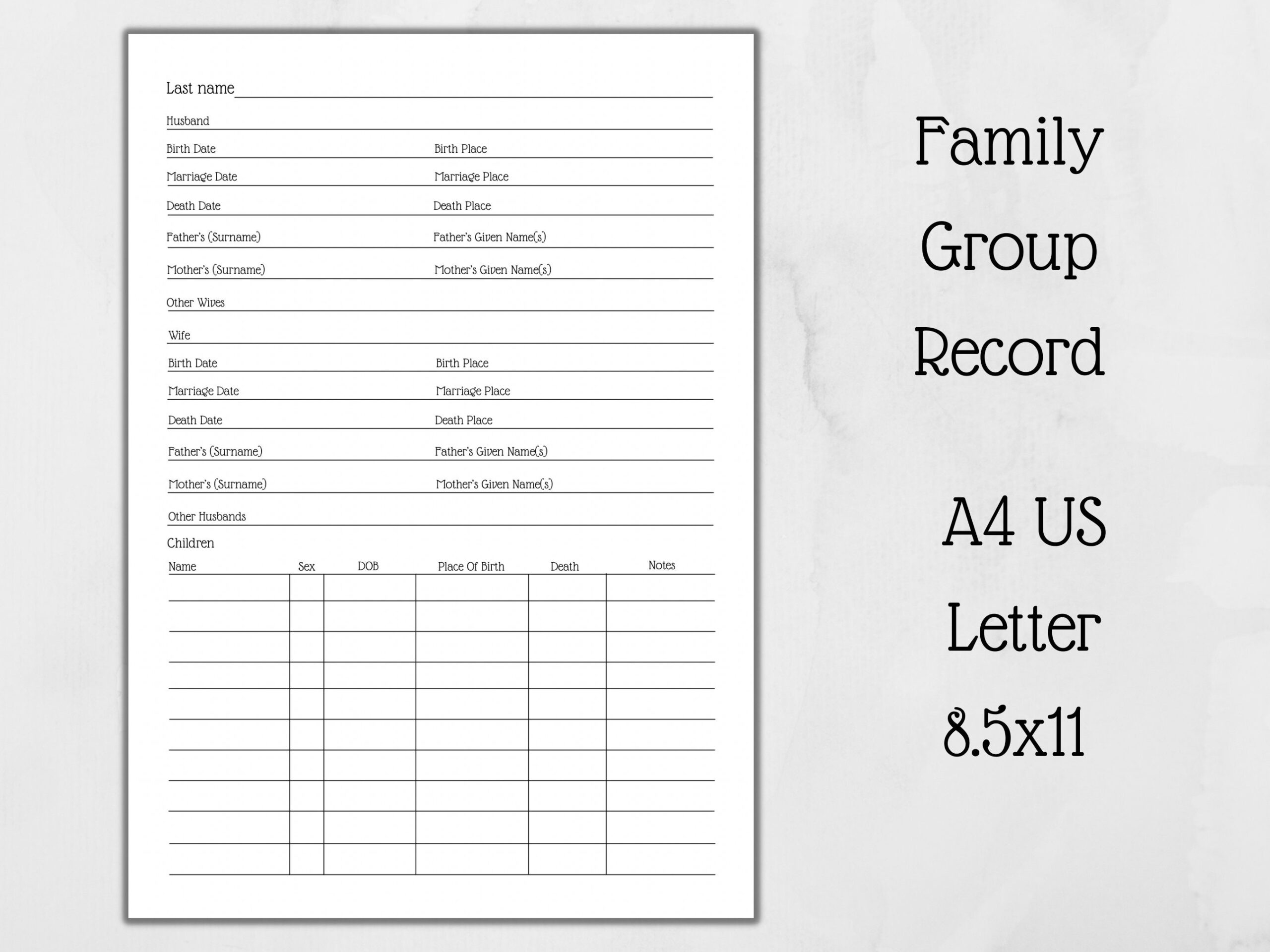 Blank Genealogy Form Individual Printable Individual Ancestry Worksheet 