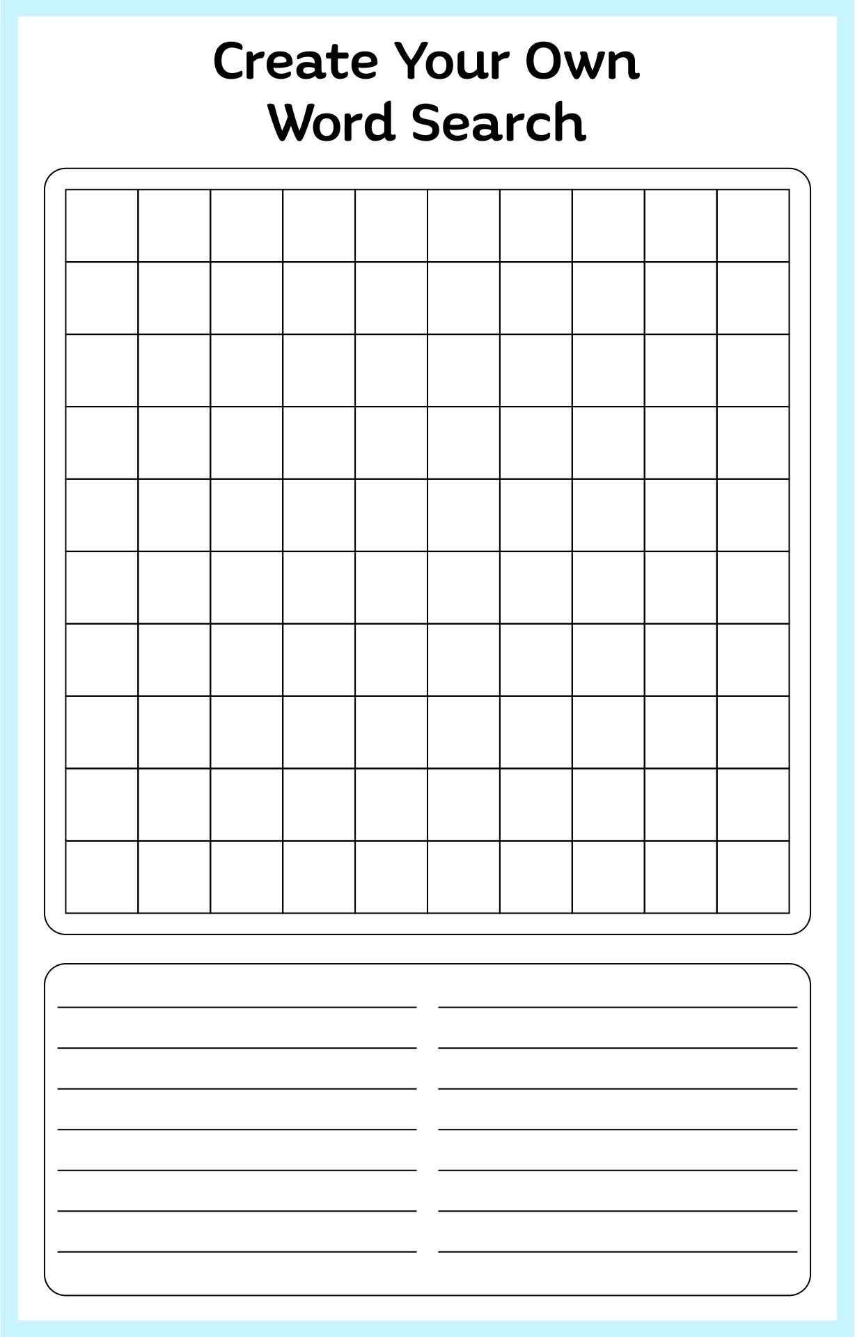 Blank Word Search Template Free Word Search Puzzles Free Printable 