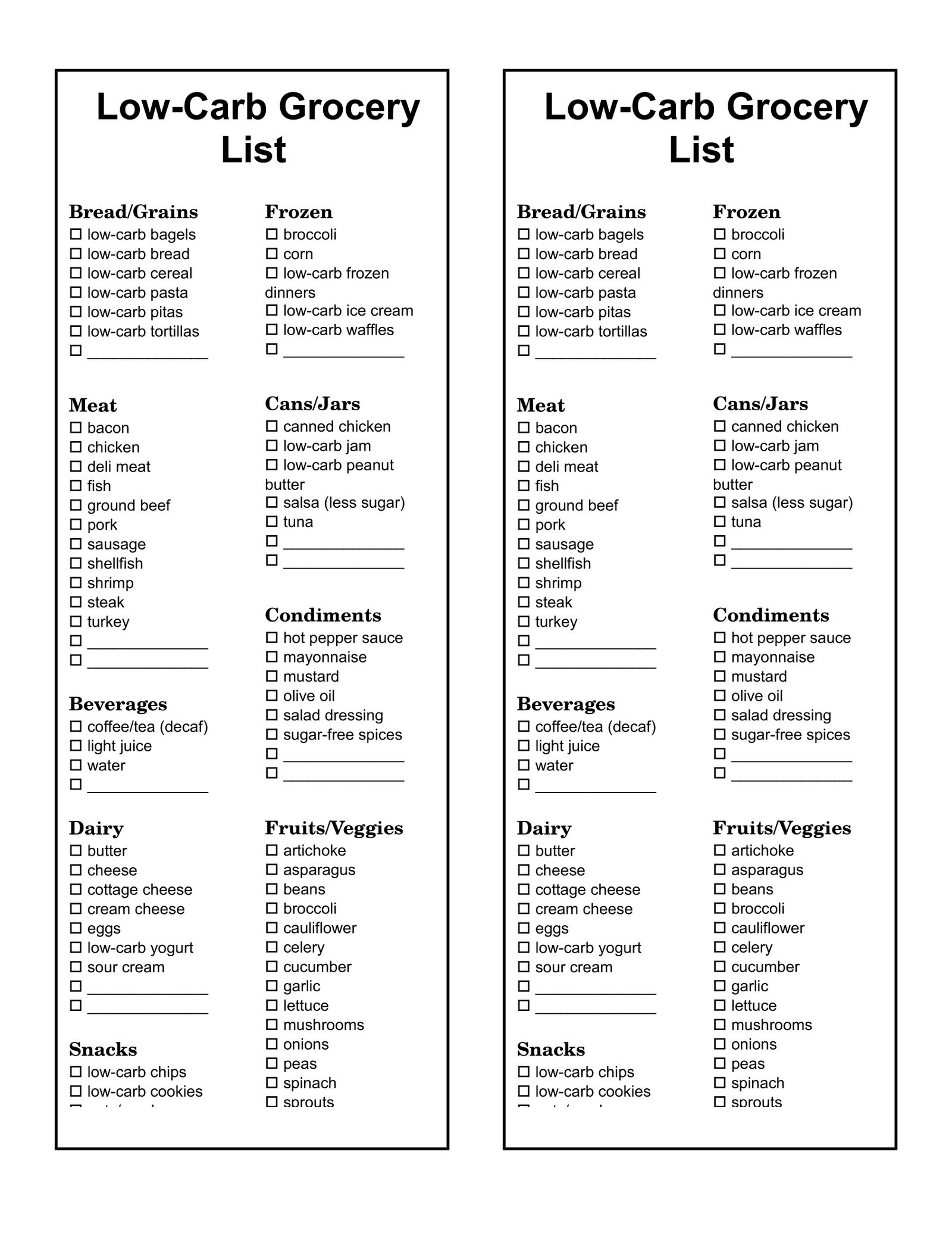 Carbohydrate Foods List