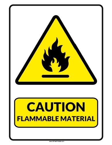 Caution Flammable Material Sign Free Printable