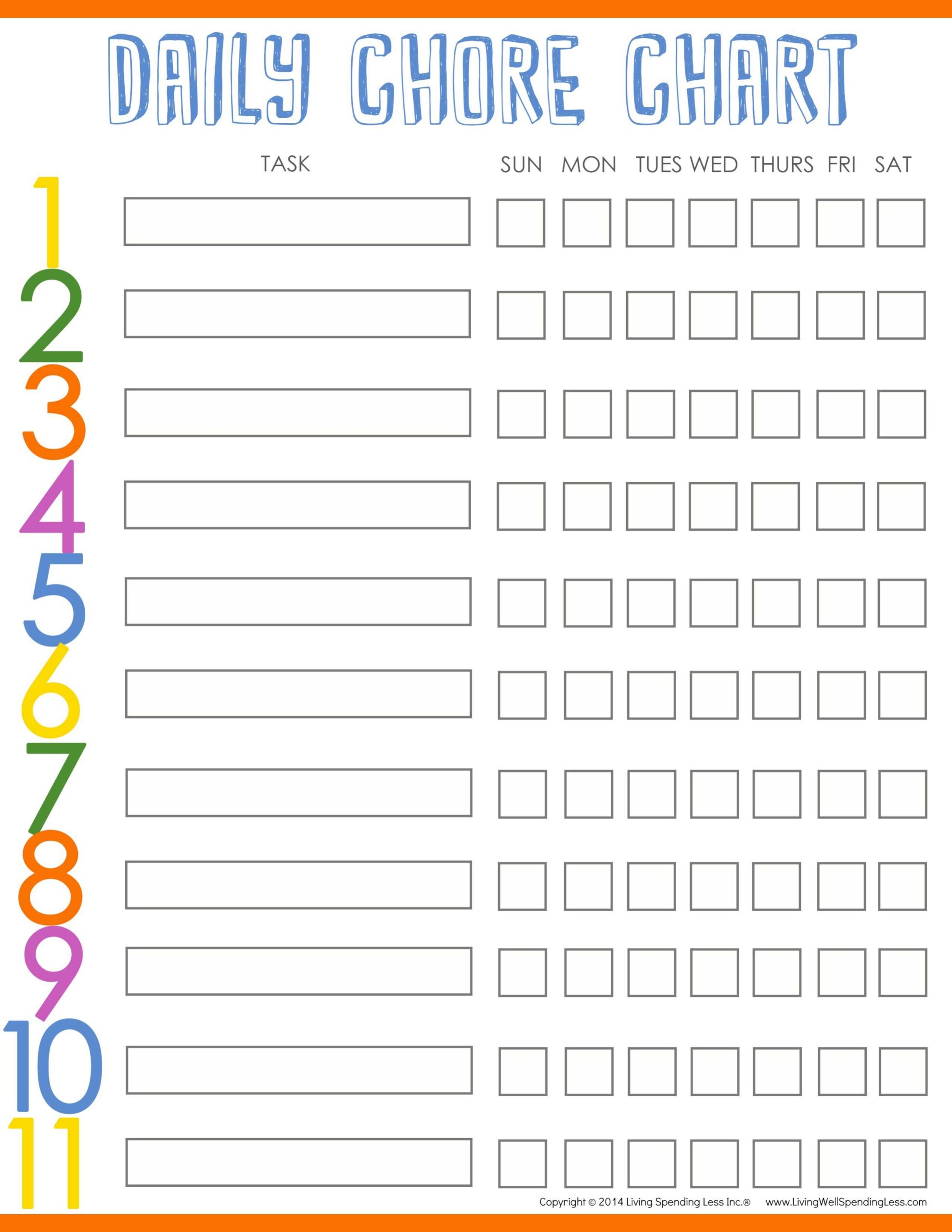 Chore Chart For Adults Printable Free Image To U