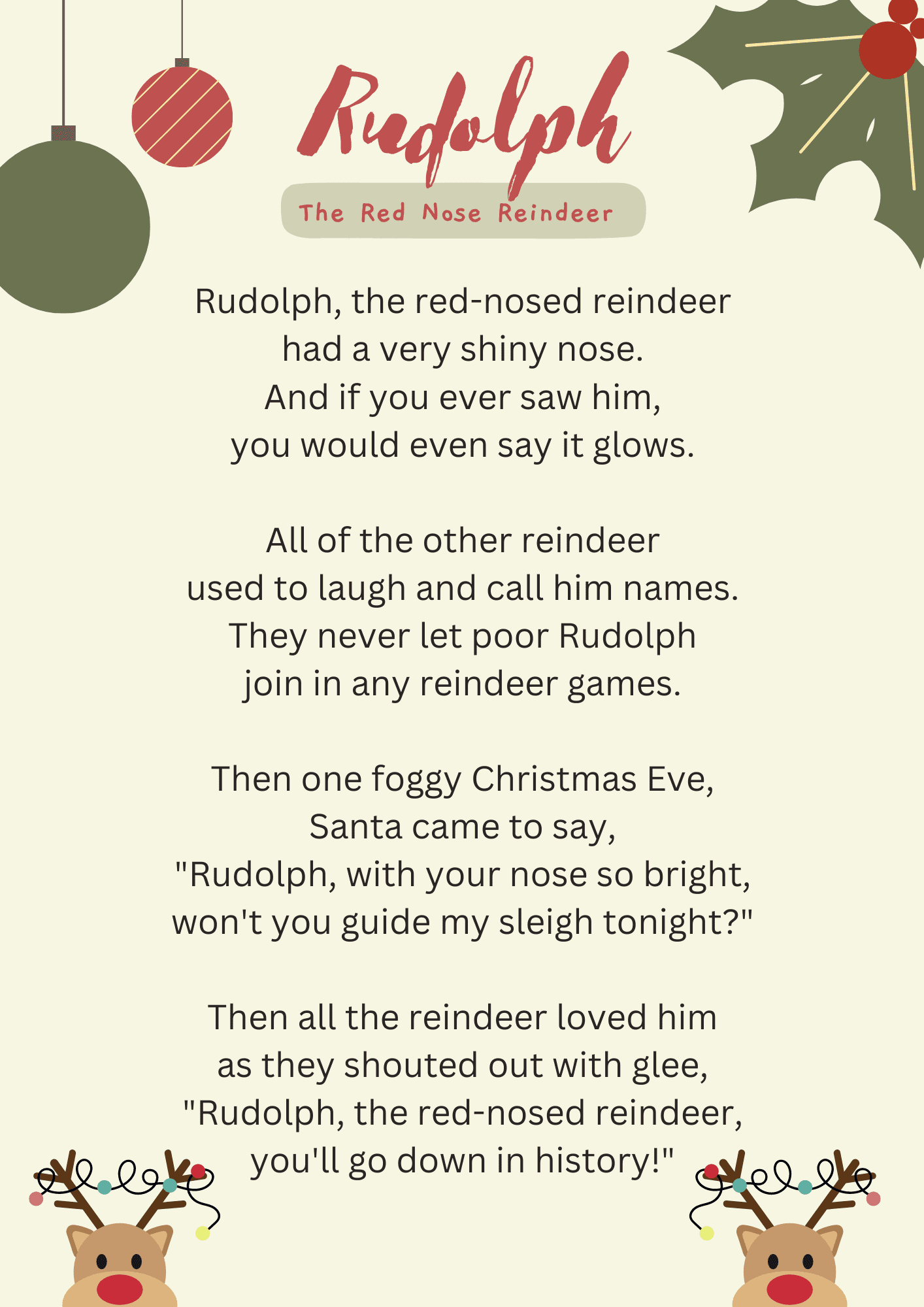 Christmas Carols Words Printable FREE Printable A Z