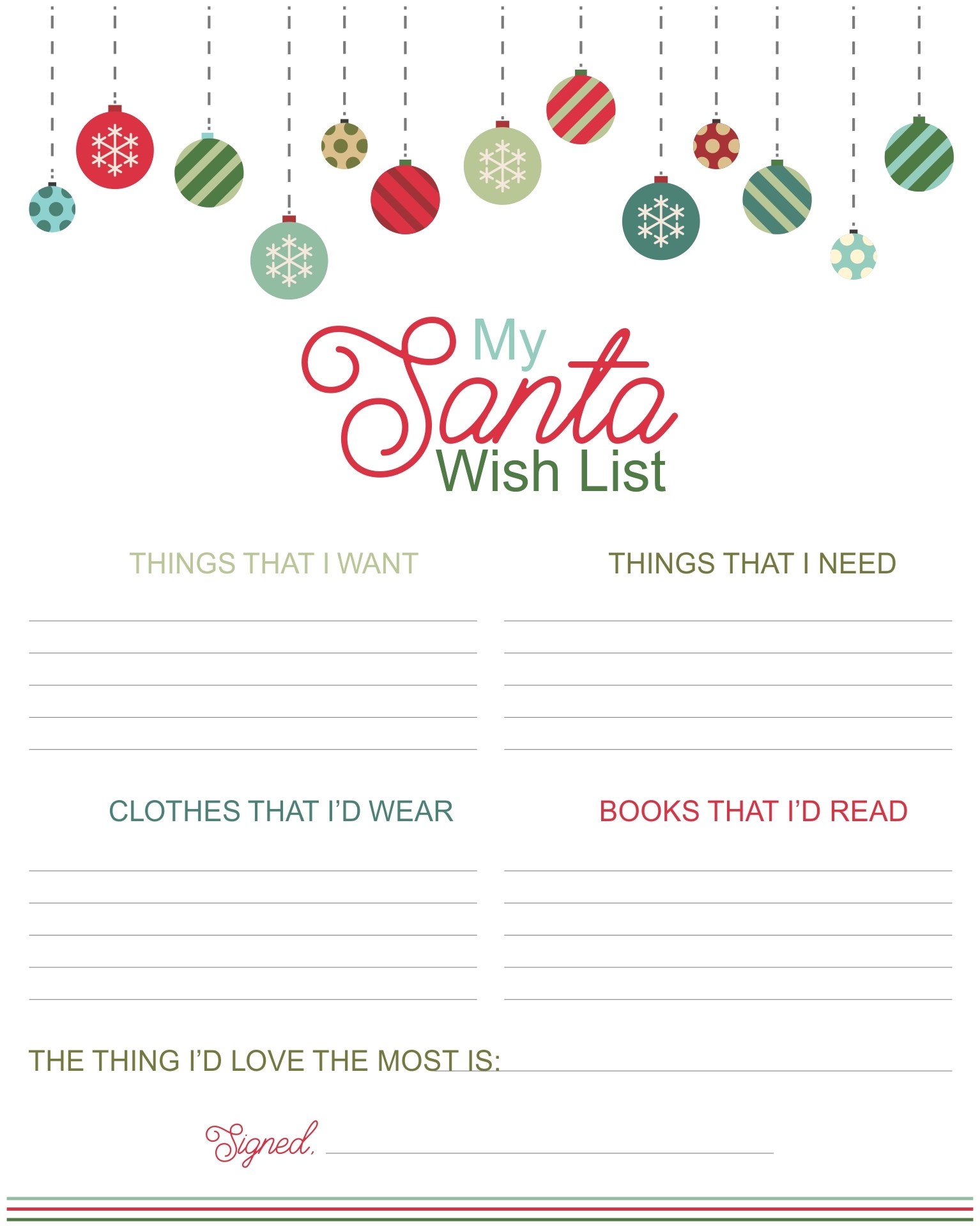 Christmas Gift Wish List 11 Free PDF Printables Printablee