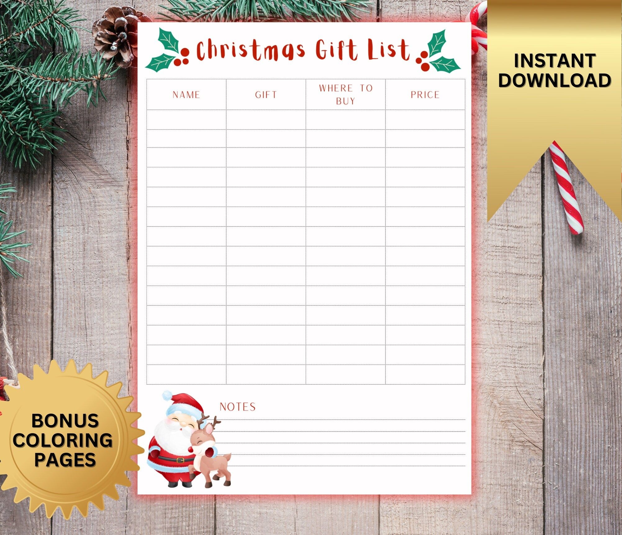 Christmas List Christmas Gift List Christmas Wish List Printable Easy