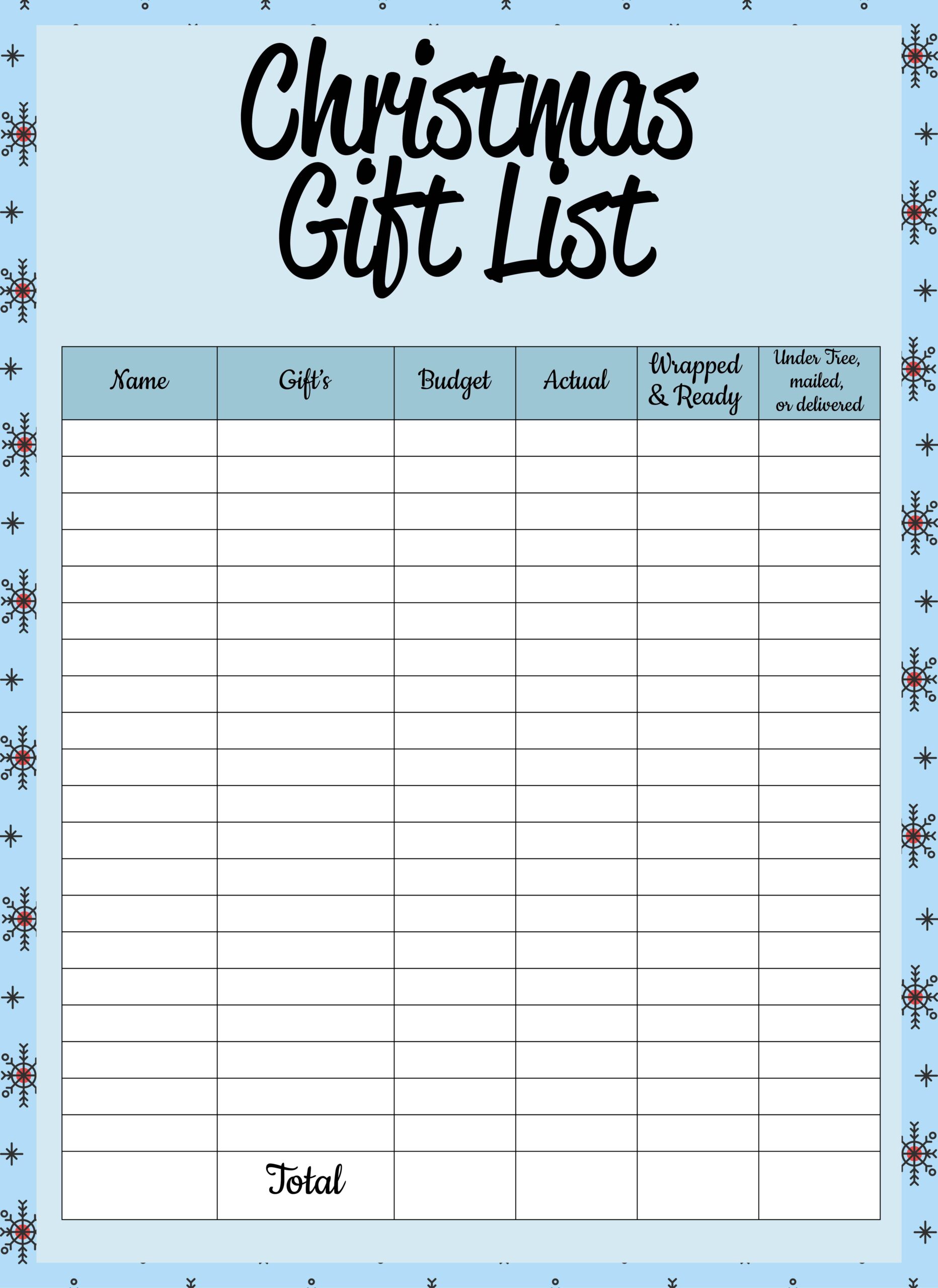 Christmas List Printable Printable Free Templates