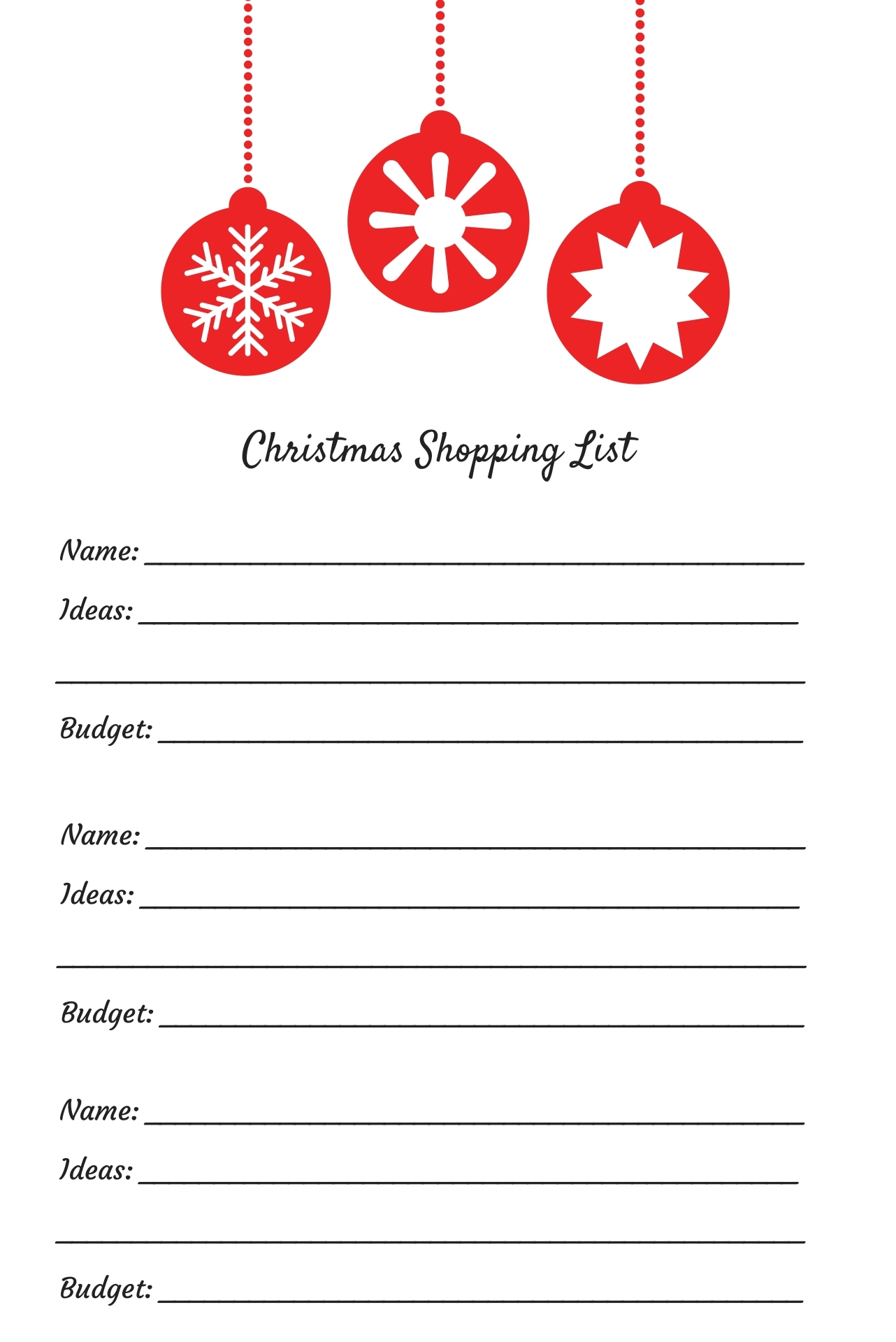 Christmas Shopping List 11 Free PDF Printables Printablee