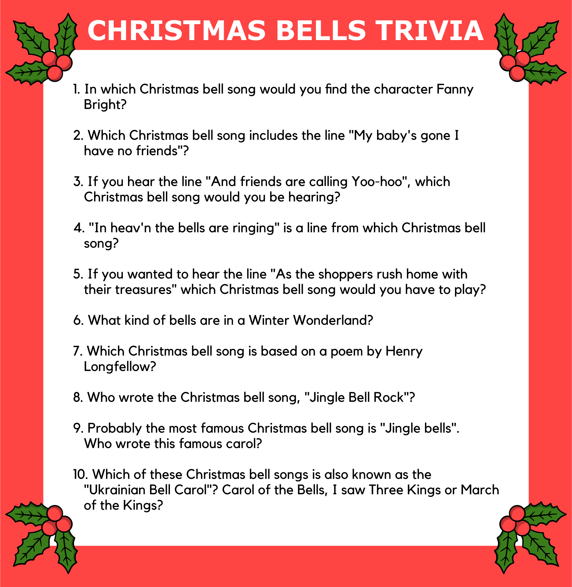 Christmas Trivia Worksheets 15 Free PDF Printables Printablee