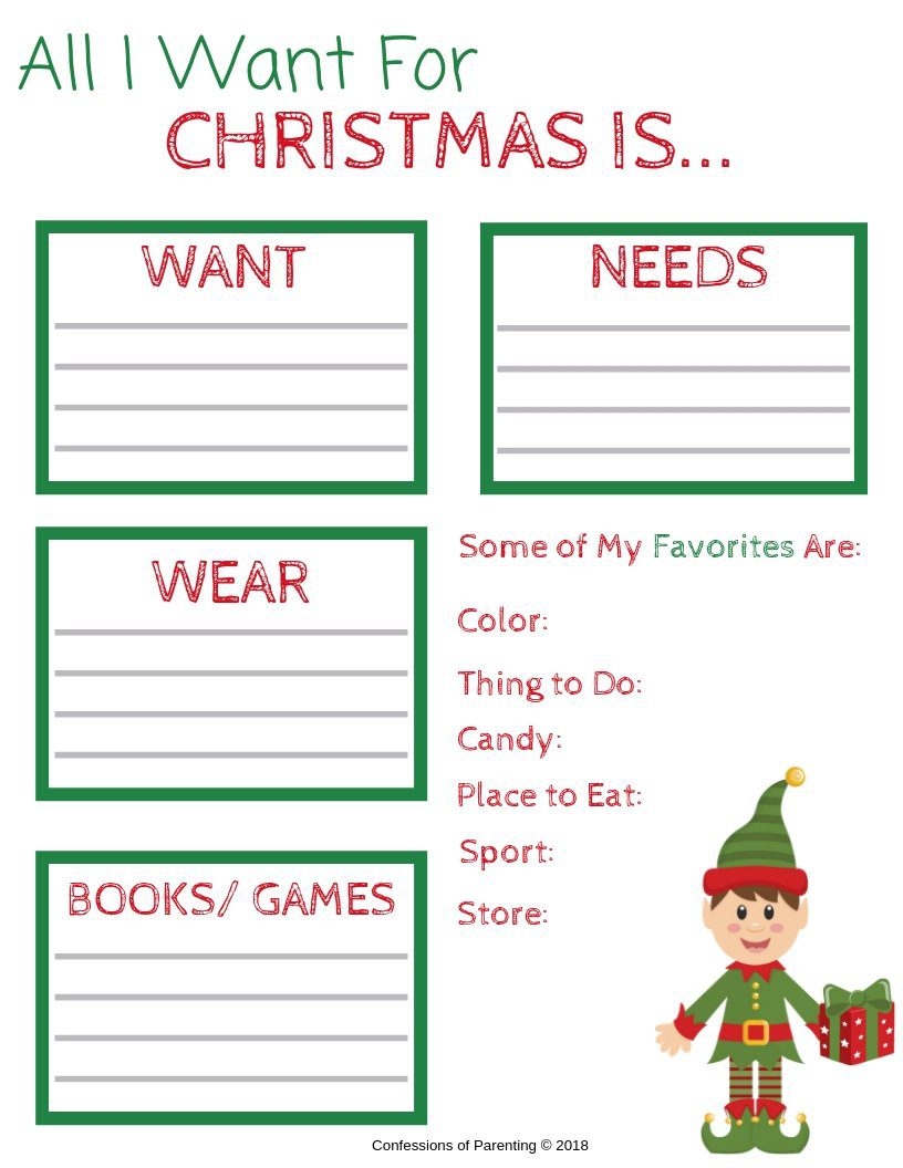 Christmas Wish List Free Printable Confessions Of Parenting