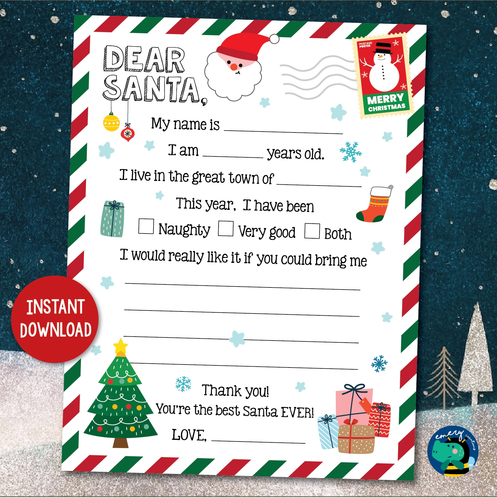 Christmas Wish List Letter To Santa Claus Christmas Printable For 