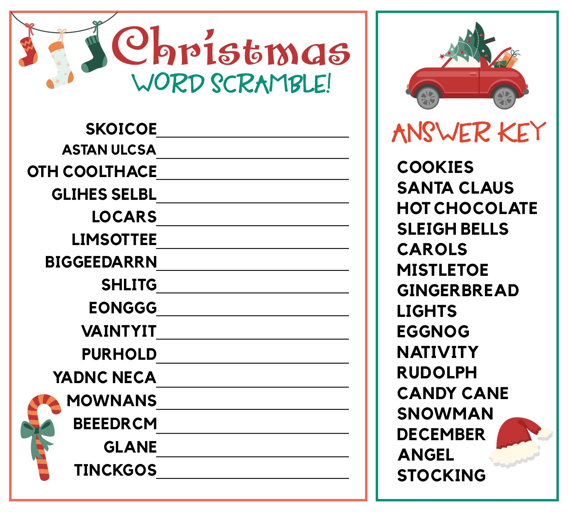 Christmas Word Scramble 14 Free PDF Printables Printablee