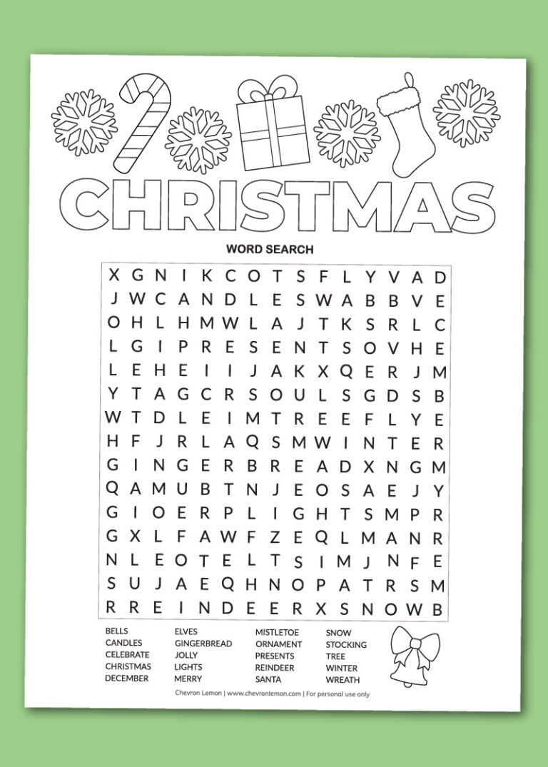 Christmas Word Search Printable FREE Printable A Z