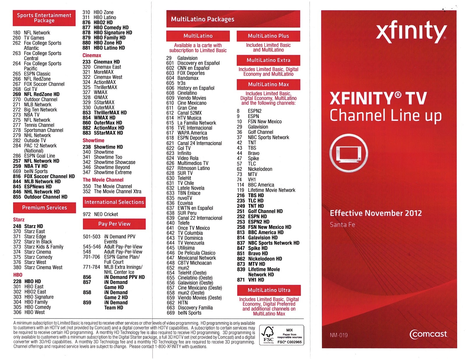 Comcast Xfinity Channel Lineup Printable FREE Printables