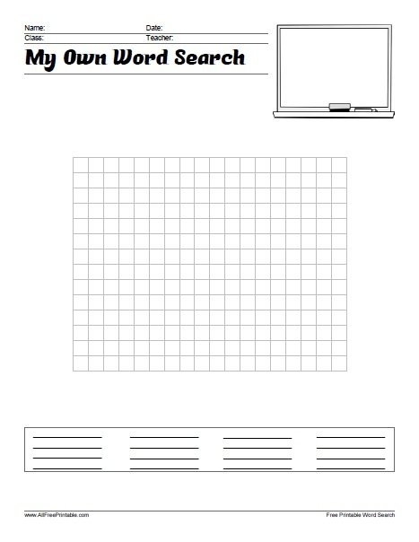 Create Your Own Word Search Free Printable Dastvalley