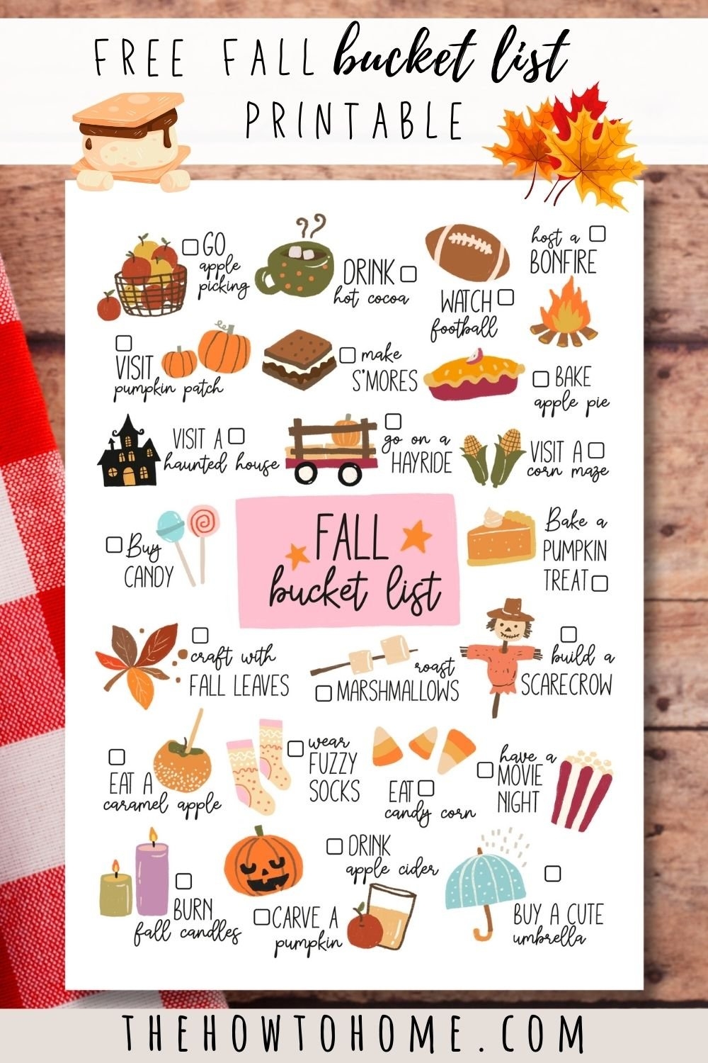 Cute Fall Bucket List Printable The How To Home