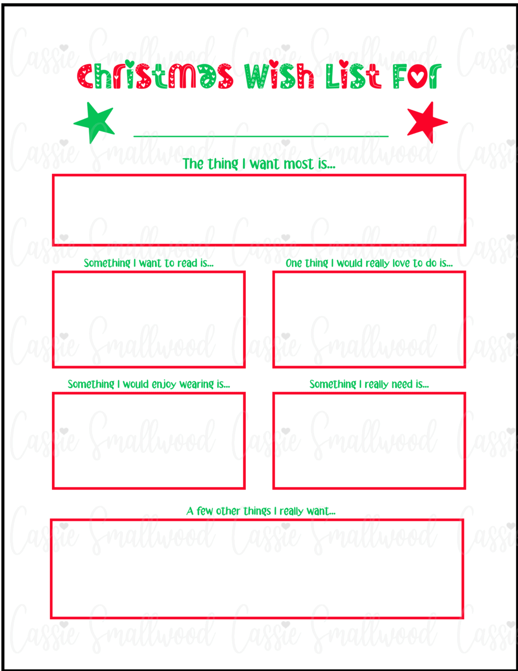 Cute Santa Wish List Printable Cassie Smallwood
