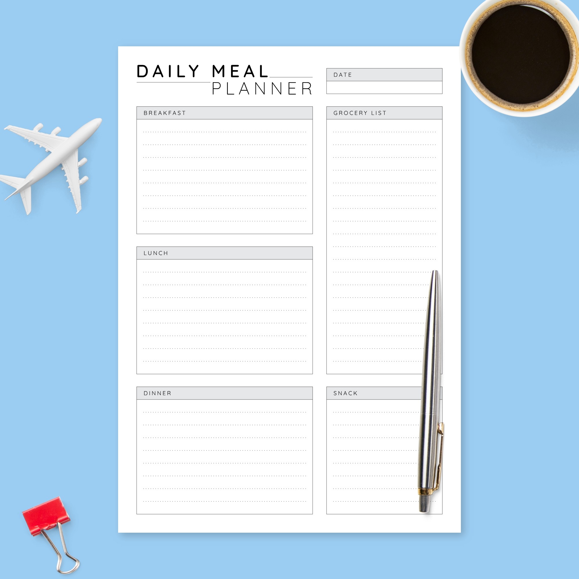 Daily Menu Planner Printable