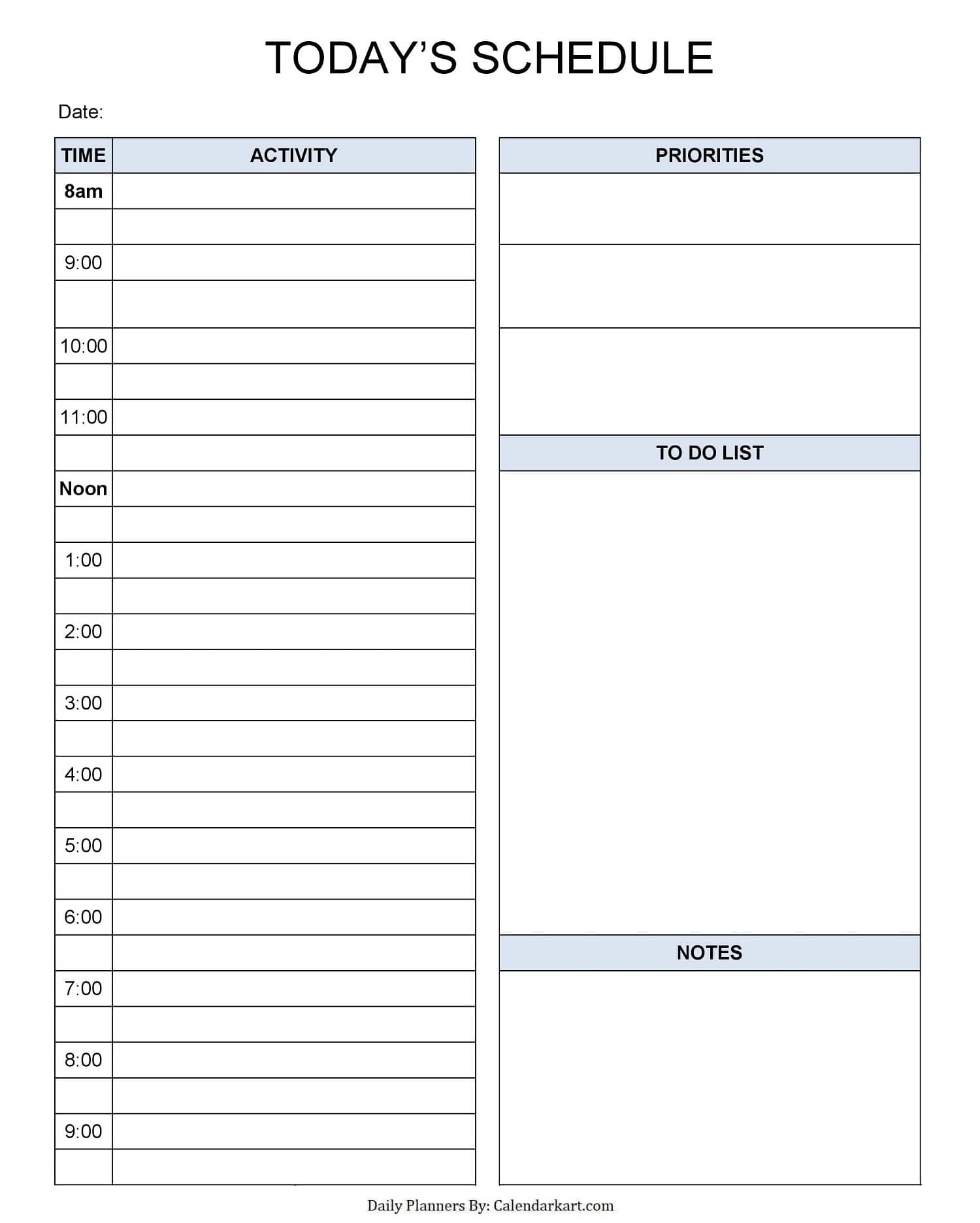 Daily Planner Template Free Printable Printables Template Free