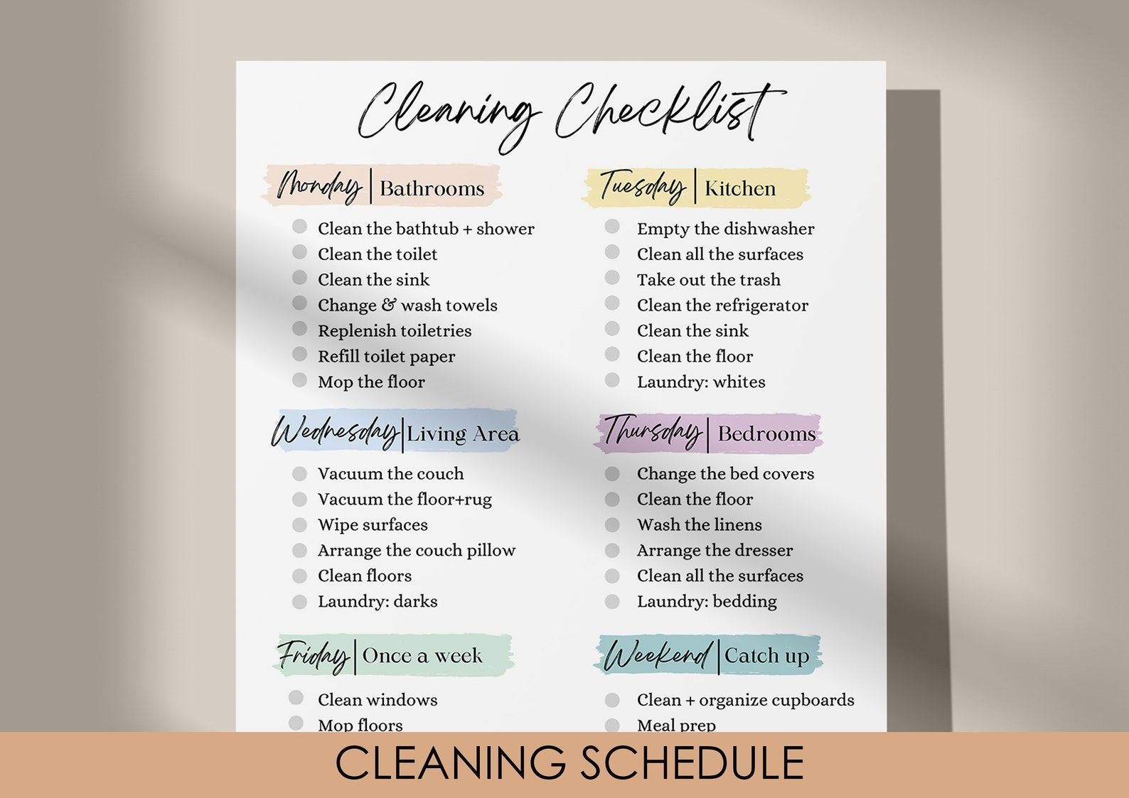 Deep Cleaning List Printable Dev onallcylinders
